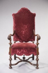 Carolean-Style Mahogany Armcha