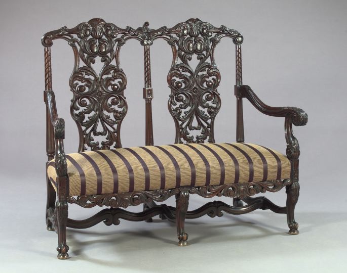 Carolean-Style Mahogany Settee, 