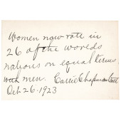CARRIE CHAPMAN CATT SIGNED CAR