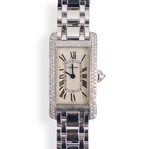 CARTIER 18K AND DIAMOND TANK