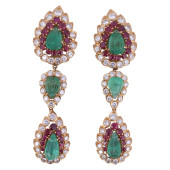 CARTIER 18K EMERALD RUBY & DIA