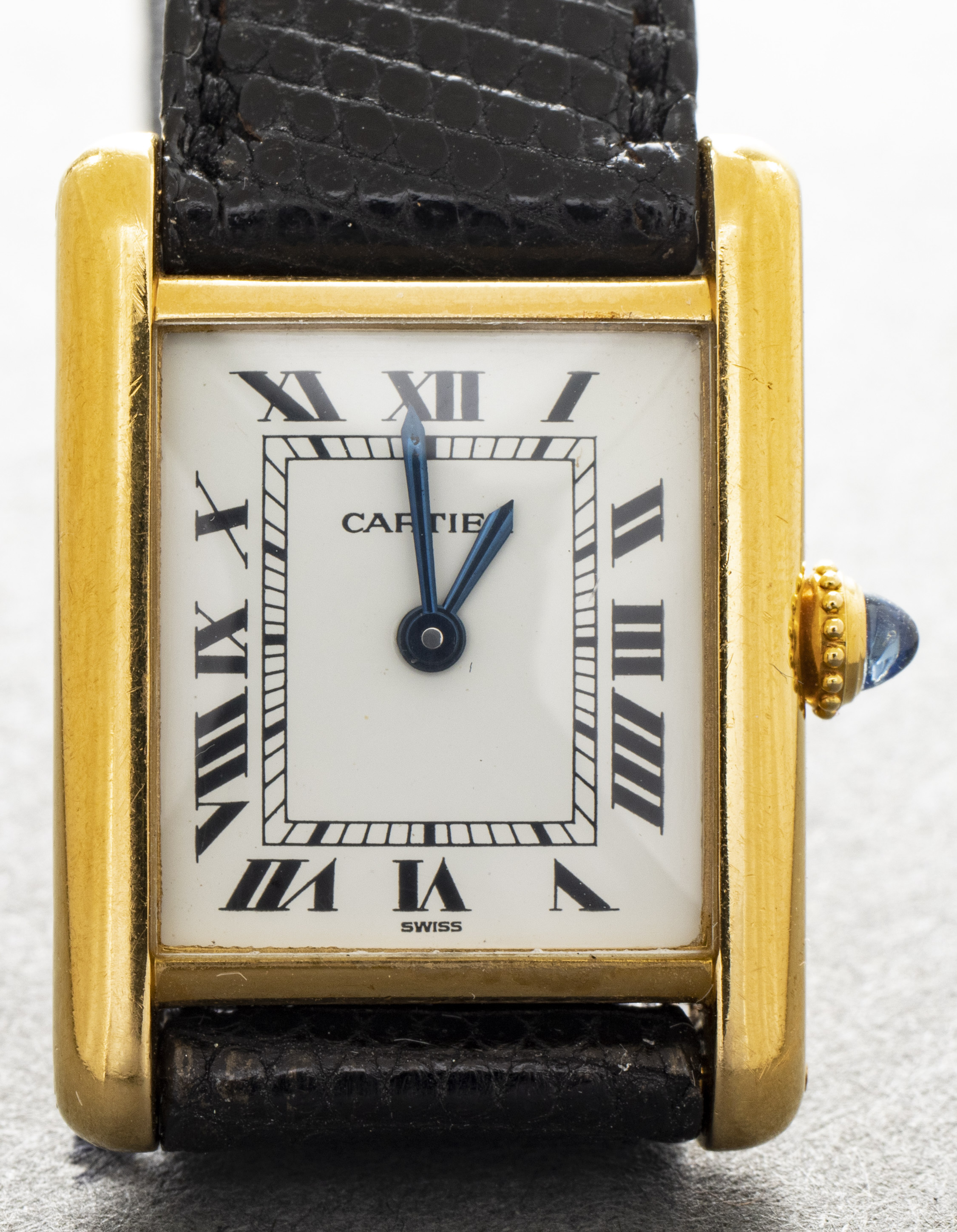 CARTIER 18K YELLOW GOLD TANK LIZARD