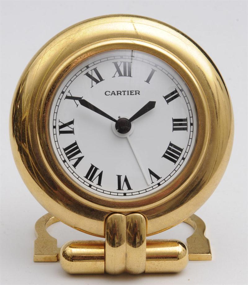 CARTIER BRASS TRAVEL CLOCK WITH