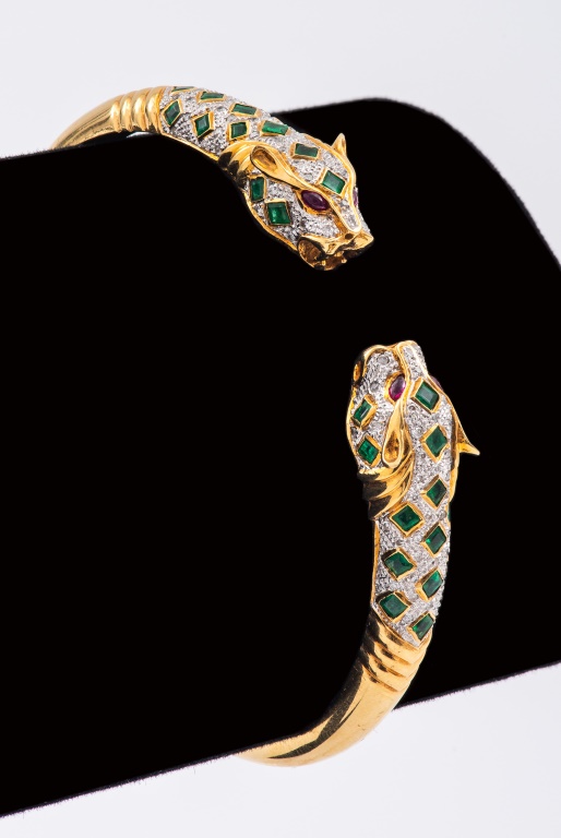 CARTIER STYLE 18K GOLD PANTHER HEAD