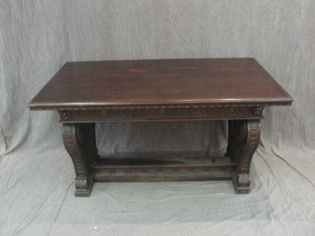 Carved 2 Drawer Library Table. From