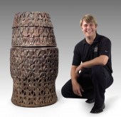 CARVED AFRICAN BAMELEKE POT: 9