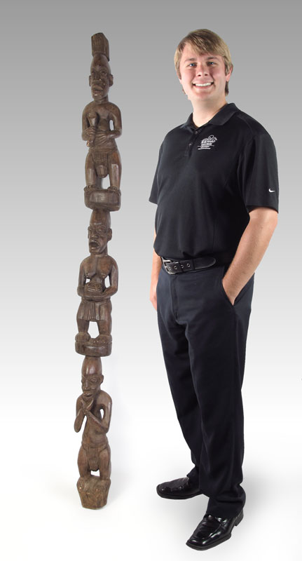 CARVED AFRICAN BAMUM HOUSE POST -