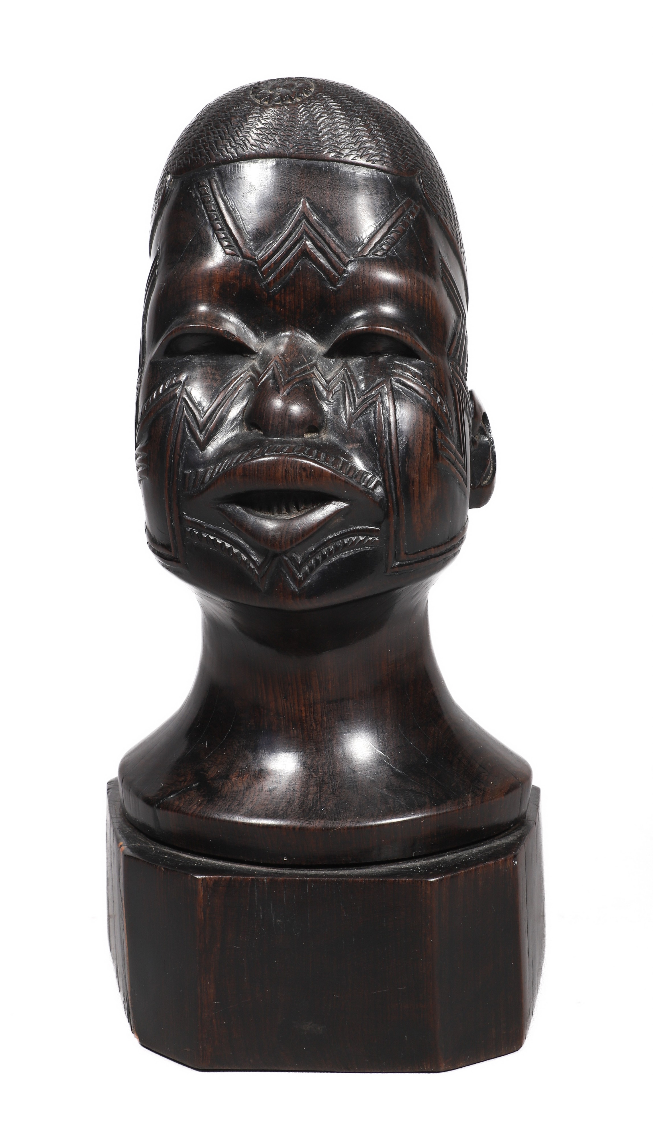 Carved African bust of man, very