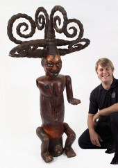 CARVED AFRICAN EKOI FIGURE: 5'