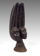 CARVED AFRICAN EKOI HEADDRESS
