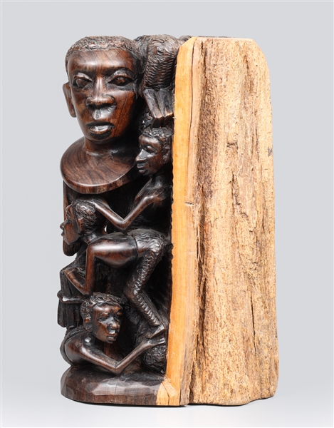 Carved African family tree with raw