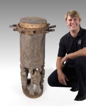CARVED AFRICAN FANTE DRUM - GH