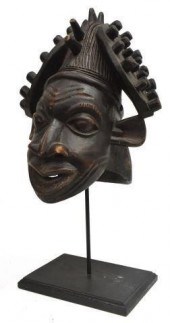 CARVED AFRICAN WOOD MASK, BABA
