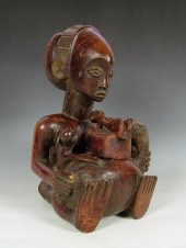 CARVED AFRICAN WOOD VESSEL MOT