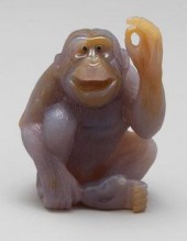 Carved agate ape, realisticall