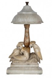 CARVED ALABASTER BIRD LAMPCond