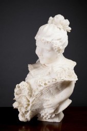 CARVED ALABASTER BUST, ITALIAN