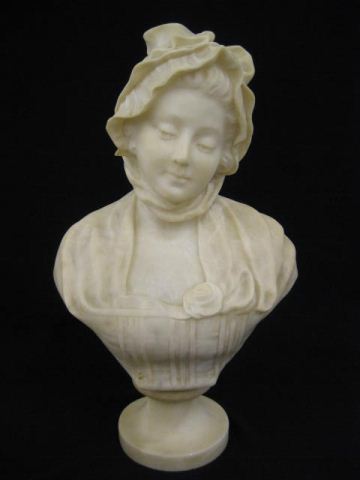 Carved Alabaster Bust of a Lady