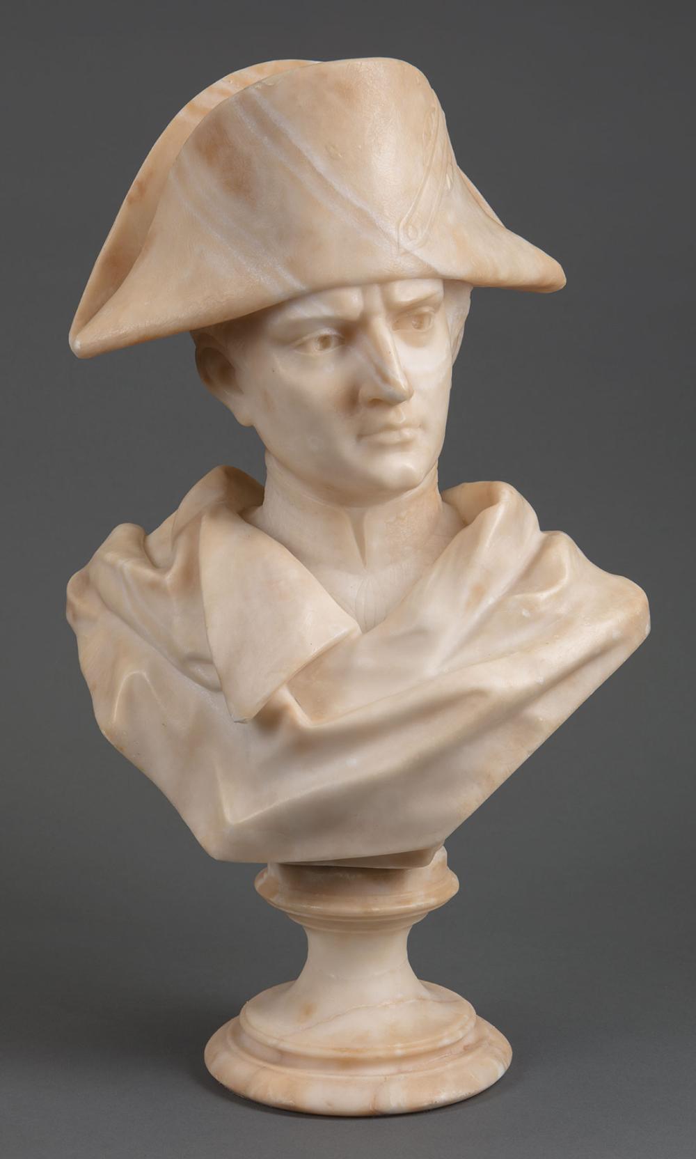 CARVED ALABASTER BUST OF