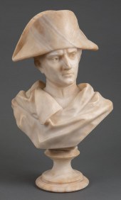 CARVED ALABASTER BUST OF NAPOL