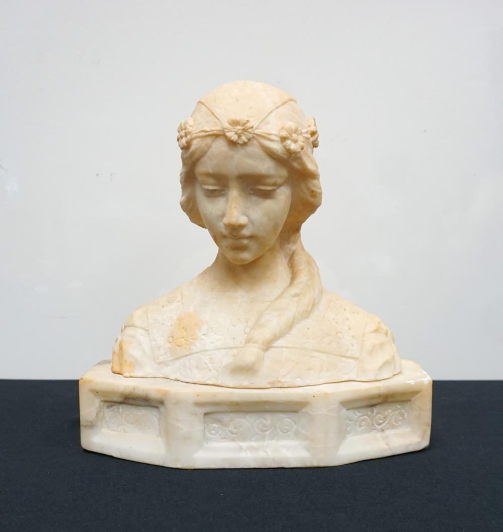 CARVED ALABASTER BUST OF