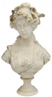 CARVED ALABASTER BUST, YOUNG L