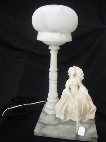 Carved Alabaster Figural Lamp