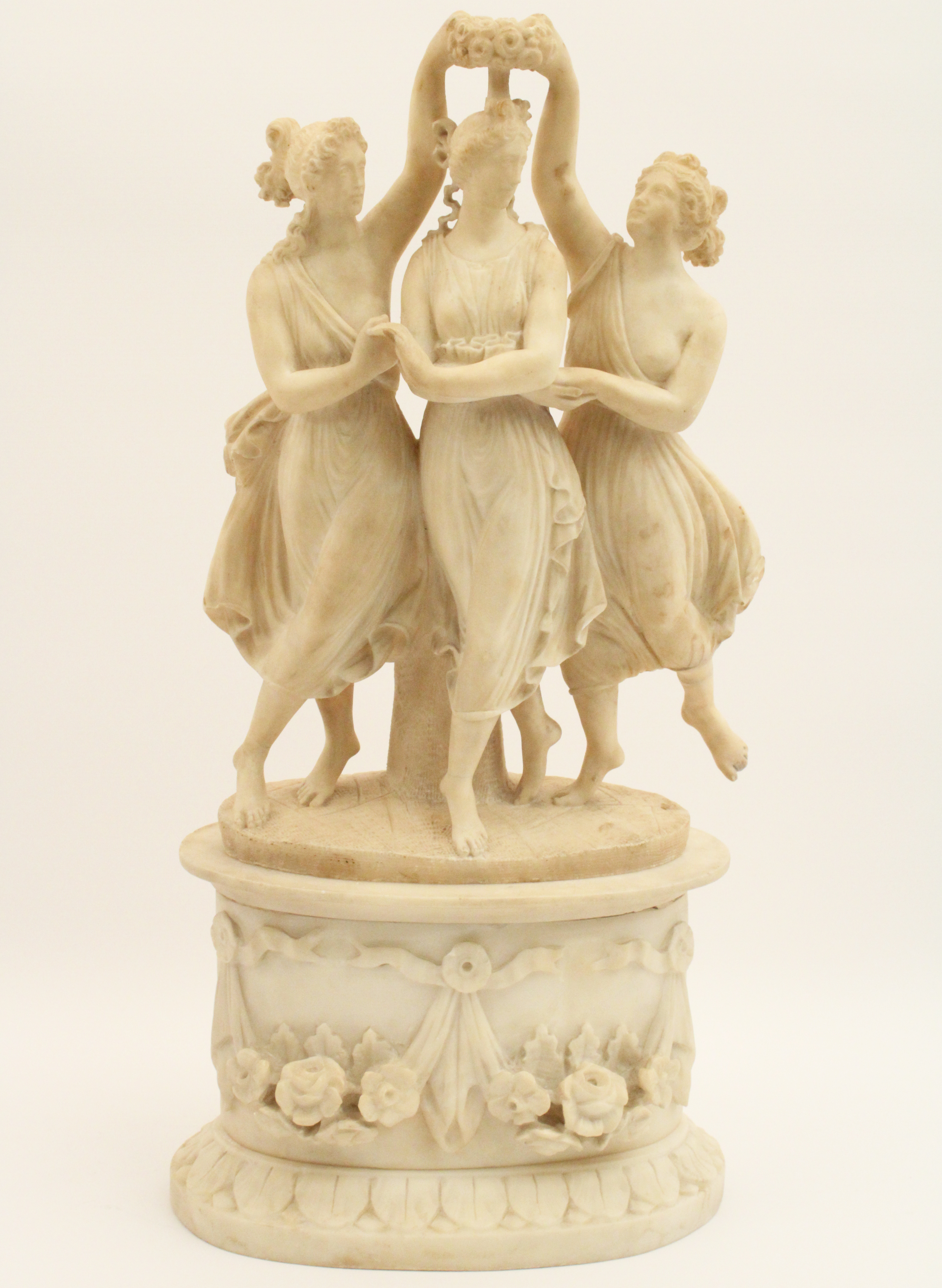 CARVED ALABASTER FIGURE OF 3 FEMALE
