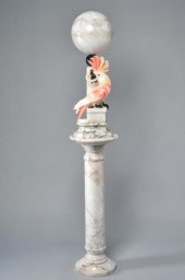 CARVED ALABASTER FLOOR LAMPA c