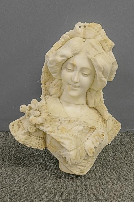 Carved alabaster Madonna signed 'A.
