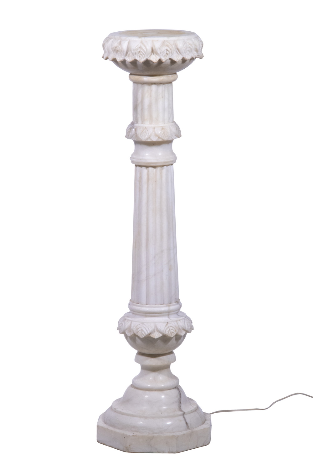 CARVED ALABASTER PEDESTAL WITH