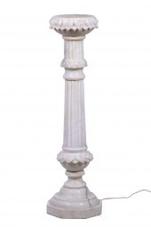 CARVED ALABASTER PEDESTAL WITH