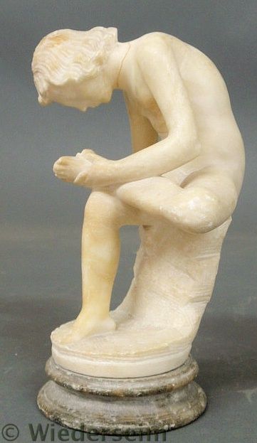 Carved alabaster statue "Boy with