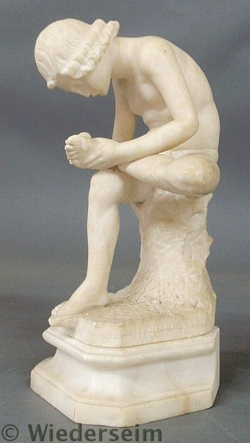 Carved alabaster statue "Boy with