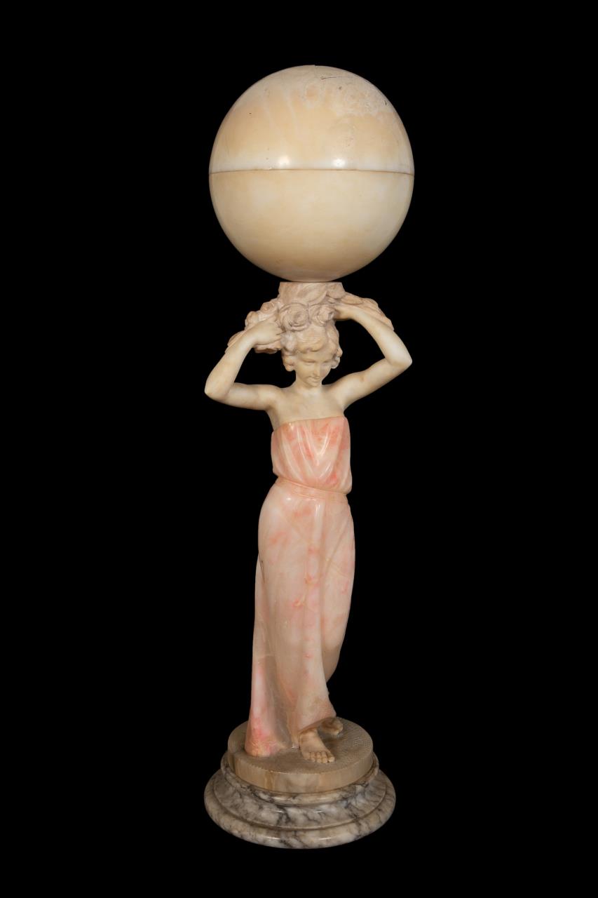 CARVED ALABASTER TABLE LAMP