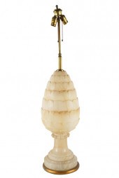 CARVED ALABASTER TABLE LAMPin