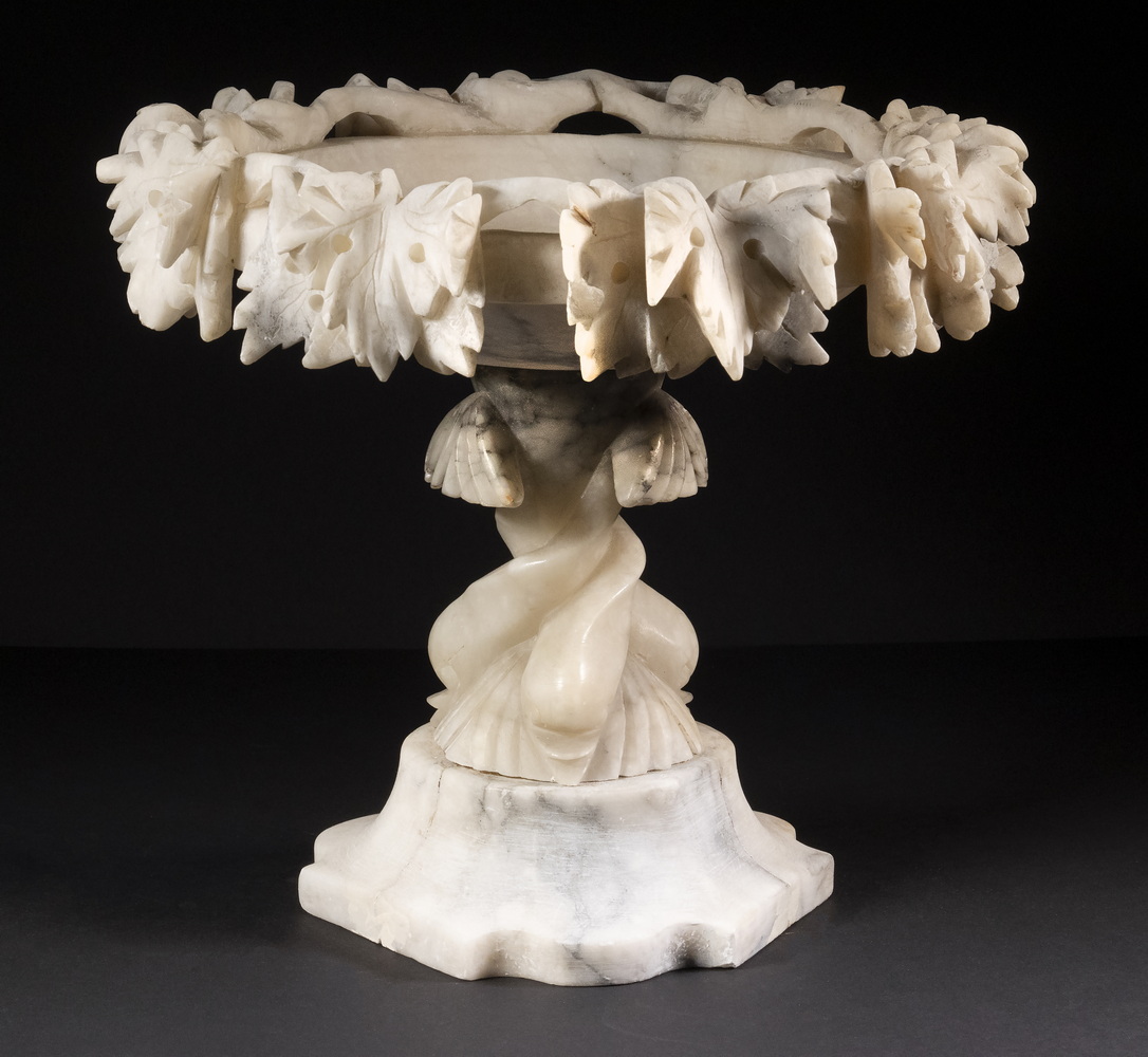 CARVED ALABASTER TAZZA Italian