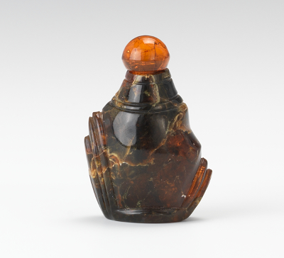 Carved Amber Snuff Bottle in