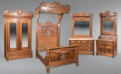 CARVED AND BURLED WALNUT FOUR