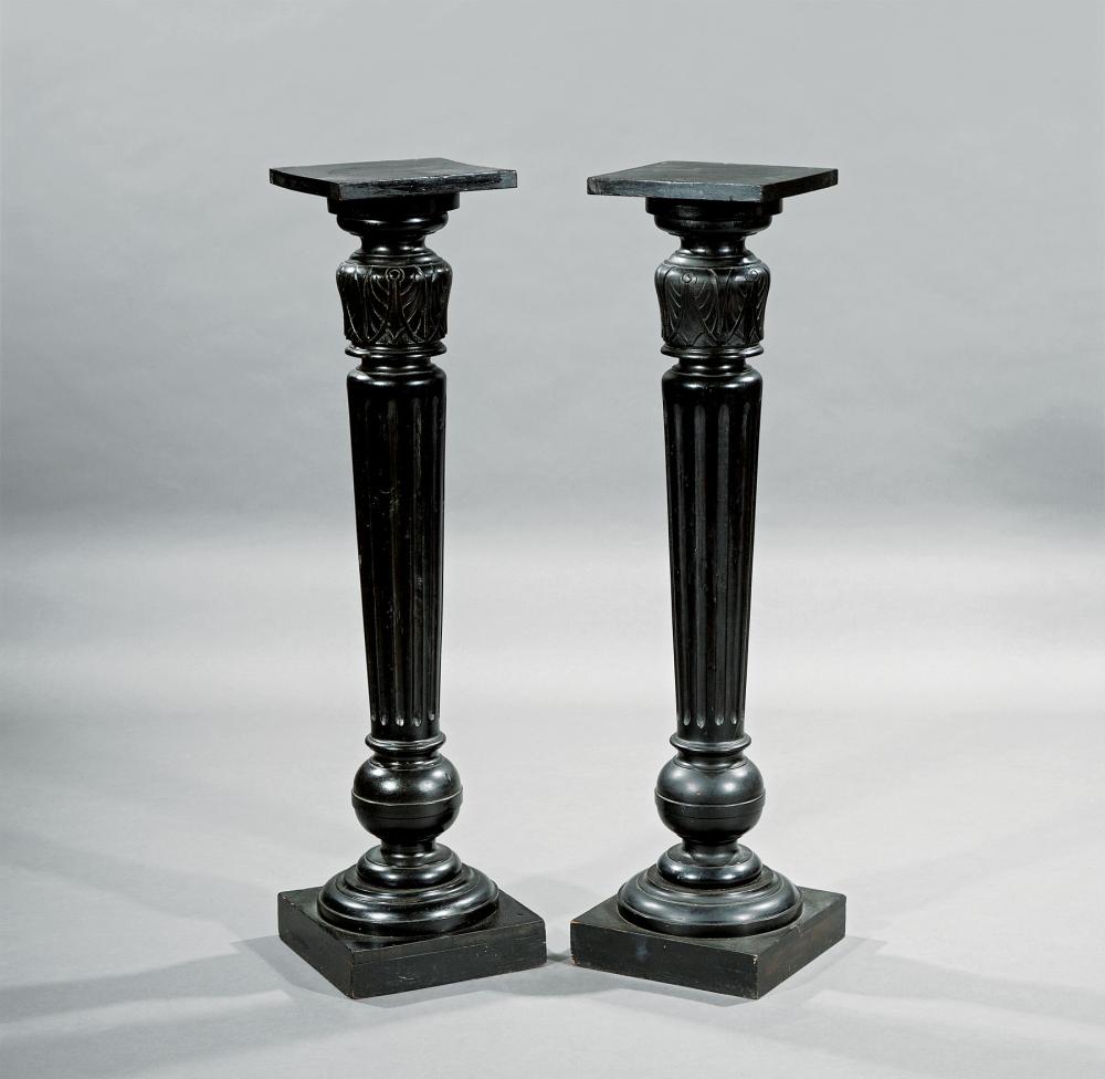 CARVED AND EBONIZED PEDESTALSPair