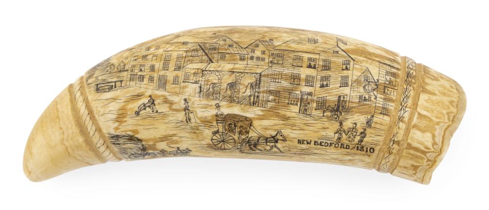 * CARVED AND ENGRAVED WHALE'S TOOTH
