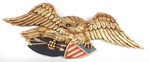 Carved and gilded eagle plaque