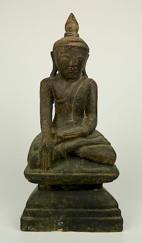 CARVED AND GILDED WOOD STATUE OF