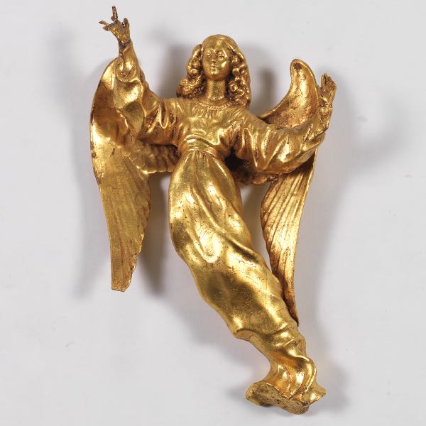 CARVED AND GILT WOOD ANGEL 14 ½"H x