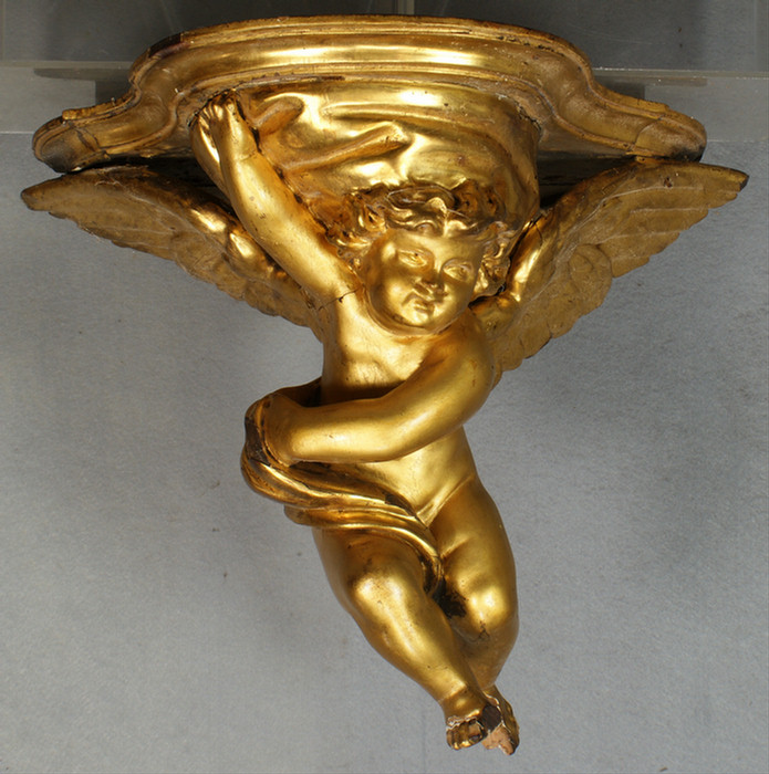 Carved and gilt wood Cherub wall
