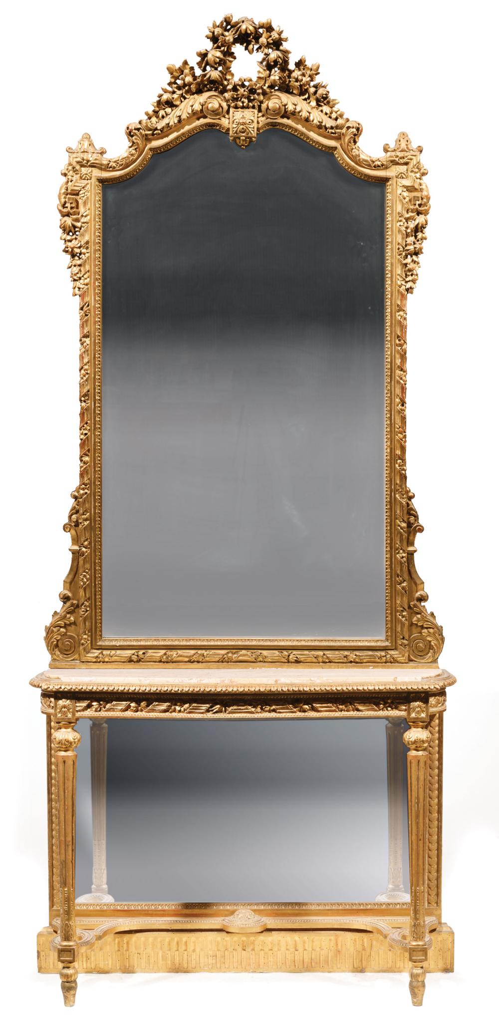 CARVED AND GILTWOOD CONSOLE WITH
