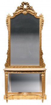 CARVED AND GILTWOOD CONSOLE WI
