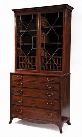 CARVED AND INLAID MAHOGANY SEC