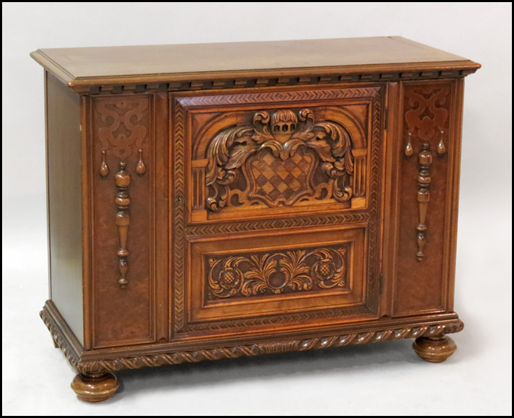 CARVED AND INLAID MAHOGANY SINGLE