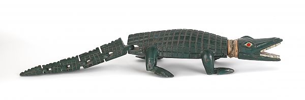 Carved and painted alligator
